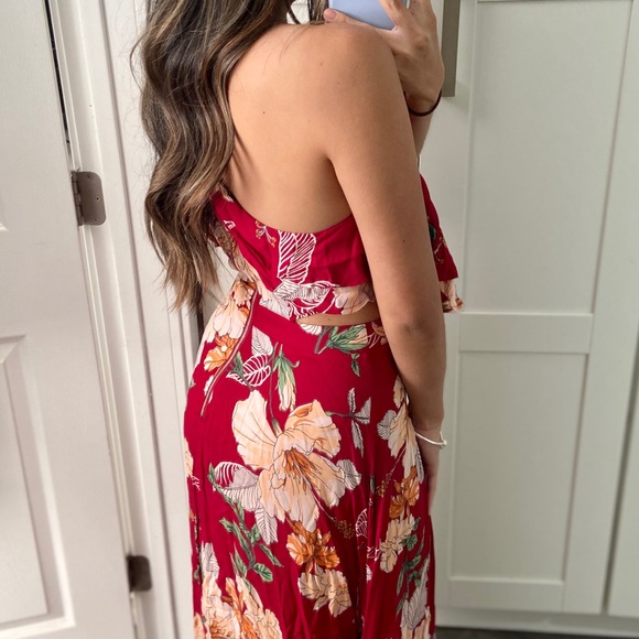 Floral maxi - red with slit - Picture 2 of 3